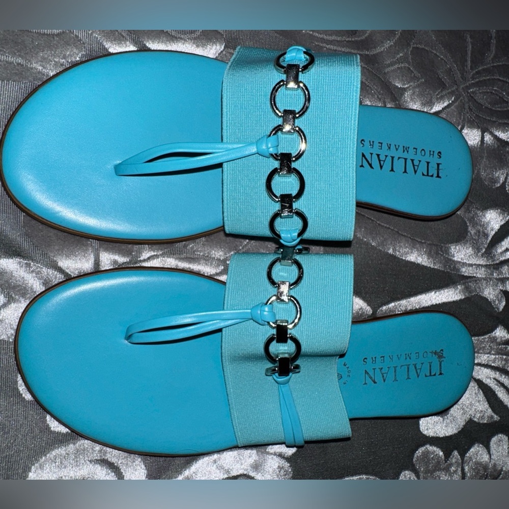 Italian Shoemakers Teal Sandal Slide 9.5